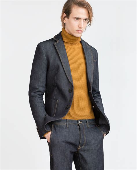 zara men denim blazer.